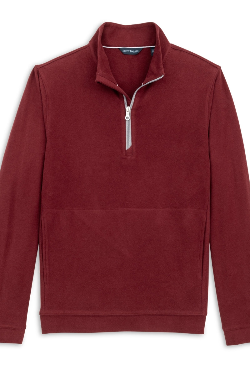 Wholesale,Scott Barber, Scott Barber Burgundy Stretch Luxury Fleece Zip Mock Pullover, Red, Large-48-TagL
