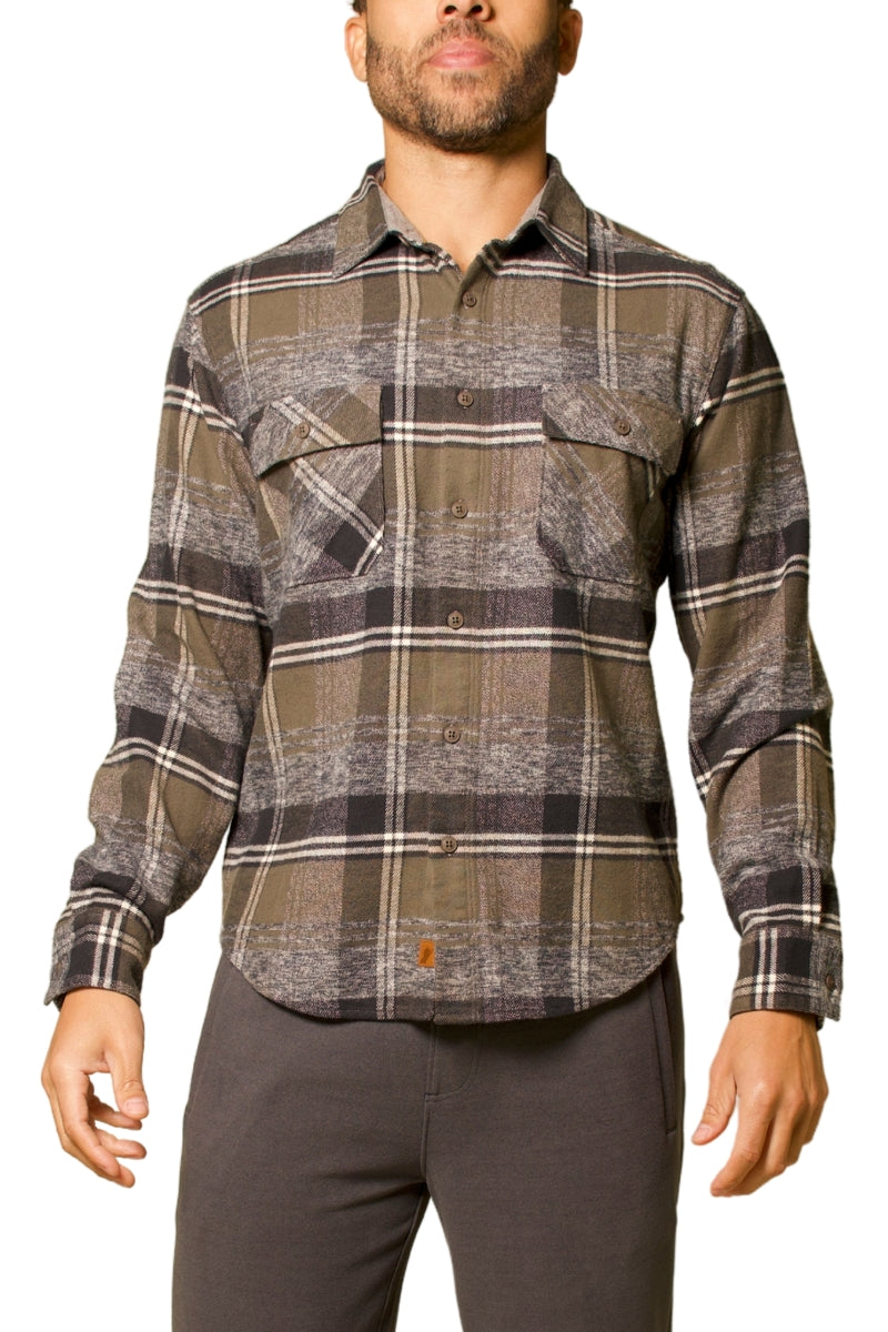 Wholesale,Fundamental Coast, Fundamental Coast Olive Plaid Flannel Shirt, Green, Large-48-TagL