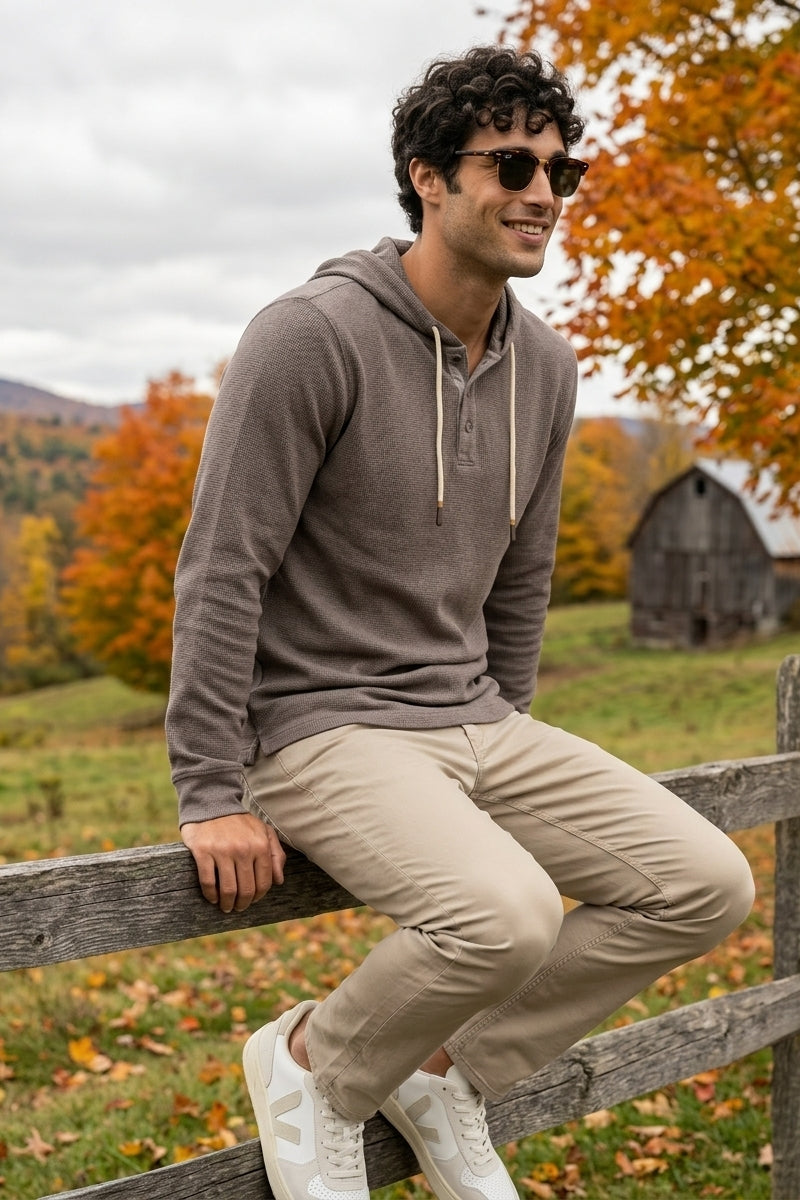 Wholesale,Fundamental Coast, Fundamental Coast Grey Soft Henley Hoodie, Grey, Small-40-TagSMedium-44-TagMLarge-47-TagLExtra Extra Large-53-TagXXLExtra Large-50-TagXL