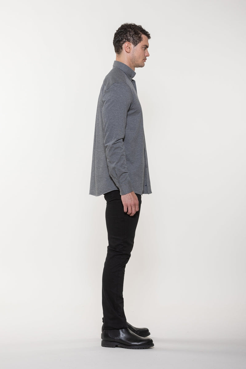 Wholesale,Luchiano Visconti, American Heritage Charcoal Twill All Way Stretch Knit Shirt, Grey, Small-41-TagSMedium-44-TagMLarge-47-TagLExtra Large-50-TagXLExtra Extra Large-53-TagXXL