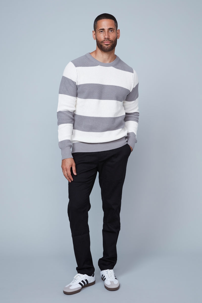 Wholesale,HEDGE, HEDGE Grey/White Colorblock Knit Crewneck Sweater, Grey, Small-40-TagSMedium-43-TagMLarge-46-TagLExtra Large-48-TagXLExtra Extra Large-50-TagXXL