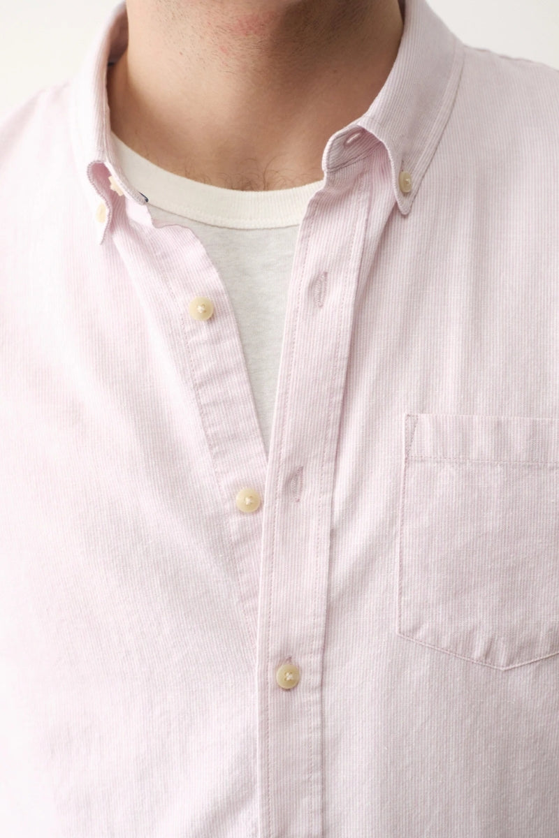 Wholesale,Marine Layer, Marine Layer Lavender Mist Pinstripe Hemp Shirt, Purple, Medium-44-TagM