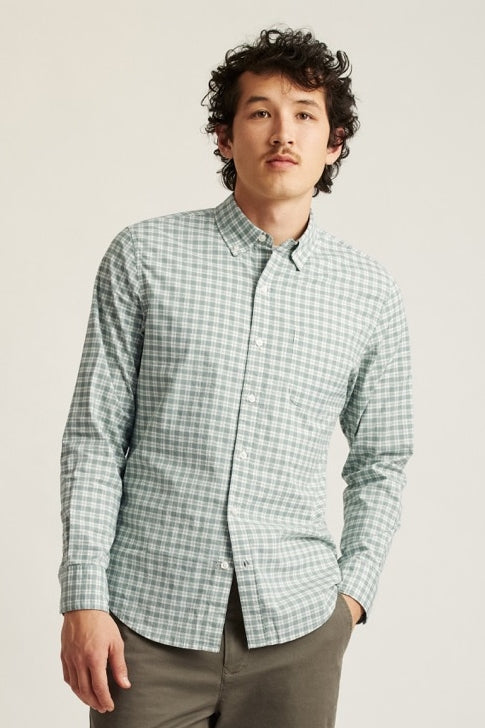 Wholesale,Bonobos, Bonobos Heather Green Plaid Slim Fit Shirt, Green, Medium-42-TagM