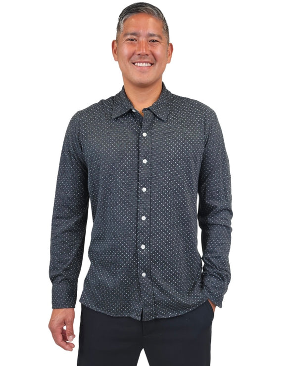 Bonobos Charcoal Knit Polka Dot Button Up Shirt