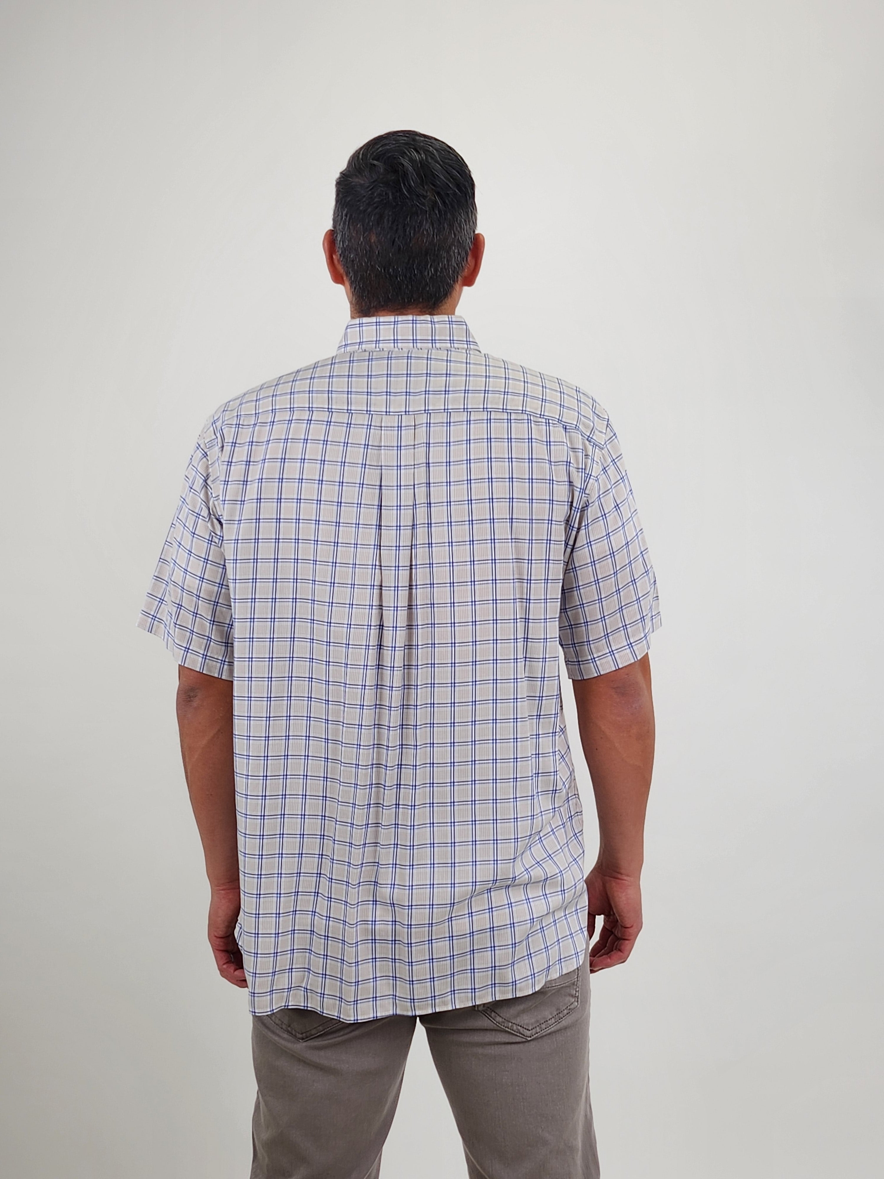 Daniel Cremieux Beige Plaid Performance Short Sleeve Button Up Shirt Daniel Cremieux Beige Plaid Performance Short Sleeve Button Up Shirt