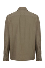 AllSaints Olive Green Grid Textured Button Up Over Shirt With Chest Pockets