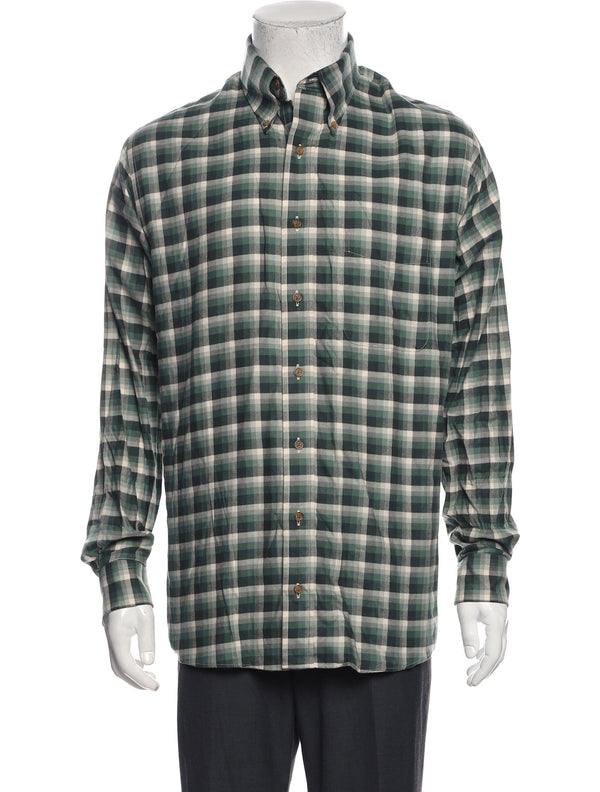 Allen Edmonds Green Plaid Button Up Shirt