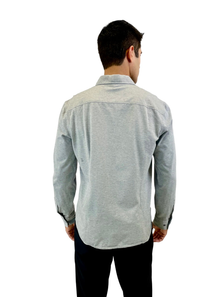 The RealReal,Kit & Ace, Kit & Ace Grey Performance Knit Long Sleeve Button Up Shirt, Grey, Large-45-TagL