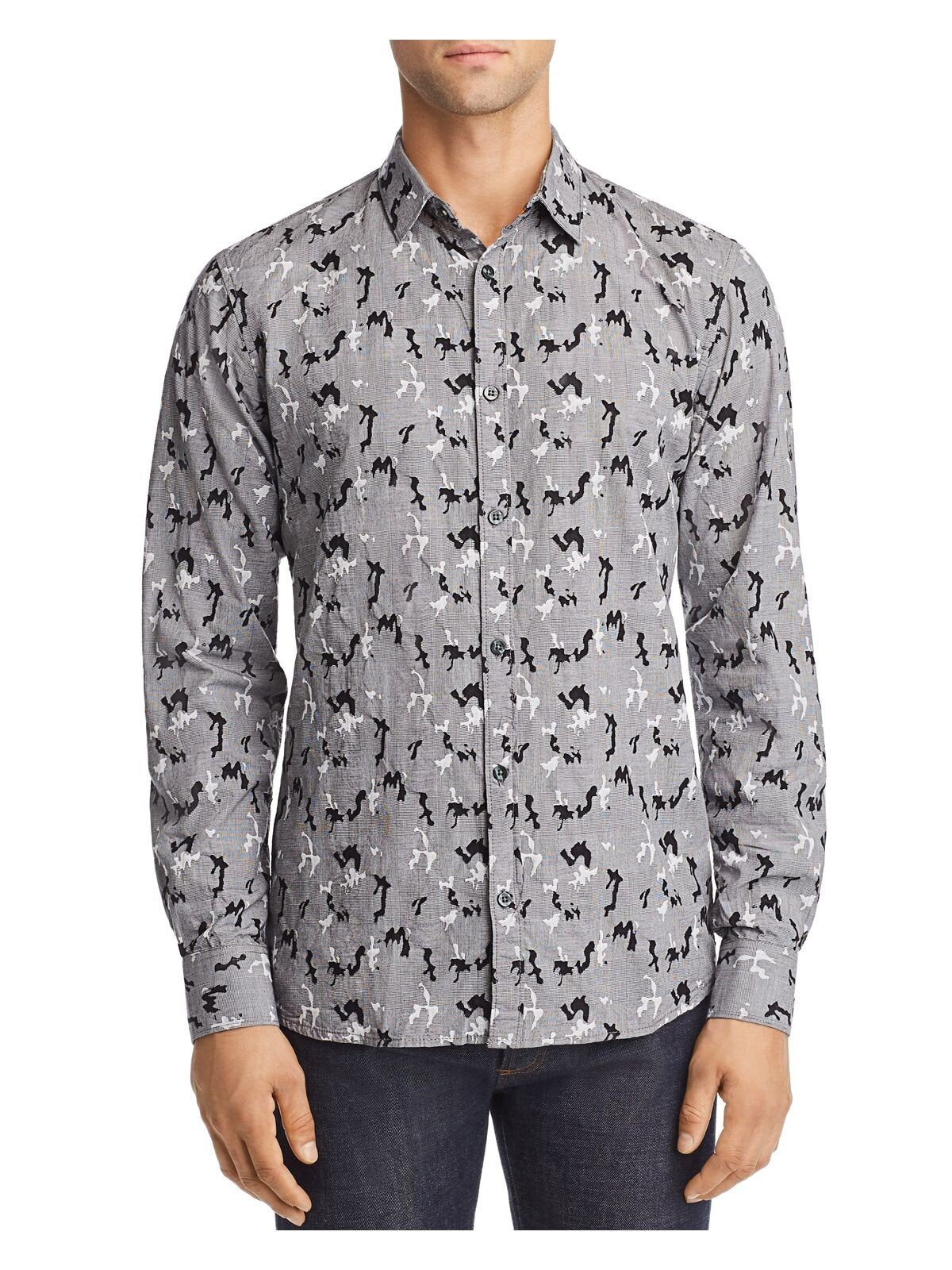 Bobbi + Bricka,Noize, Noize Grey Camo Button-Up Shirt, Grey, Small-41-TagM