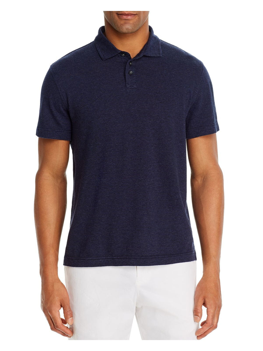Bobbi + Bricka,The Mens Store, The Mens Store Blue Navy Stripe Short Sleeve Polo Shirt, Blue, Medium-42-TagM
