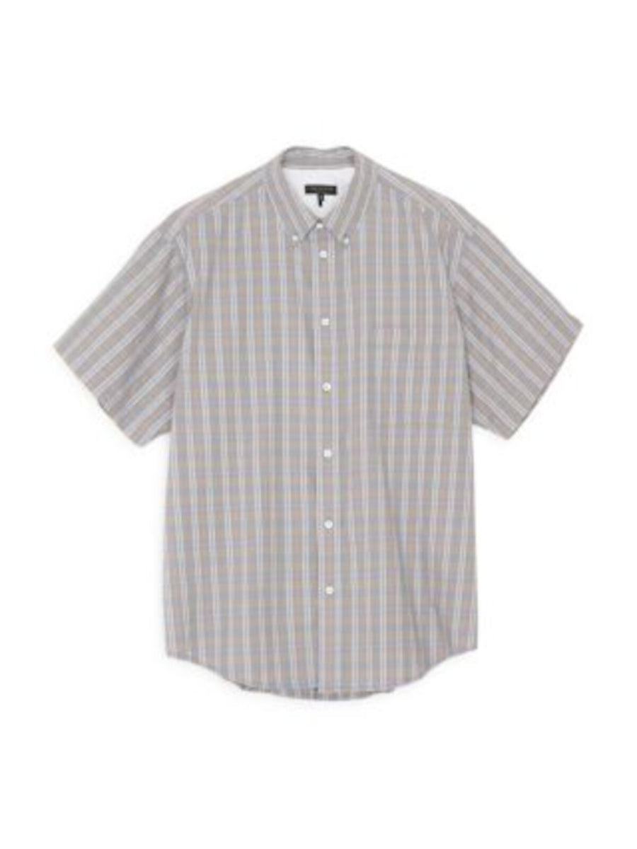 Bobbi + Bricka,Rag & Bone, Rag & Bone Light Grey & Blue Plaid Short Sleeve Button Up Shirt, Grey, Small-40-TagS