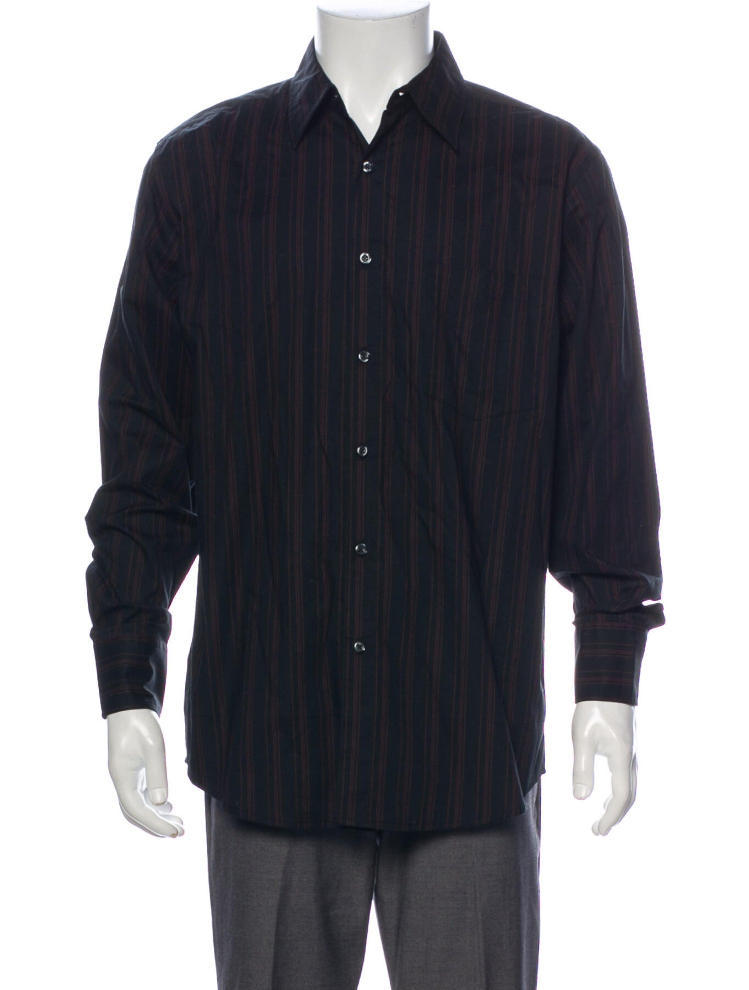 The RealReal,Bruno, Bruno Black Striped Button Up Shirt, Black, Medium-43-TagM