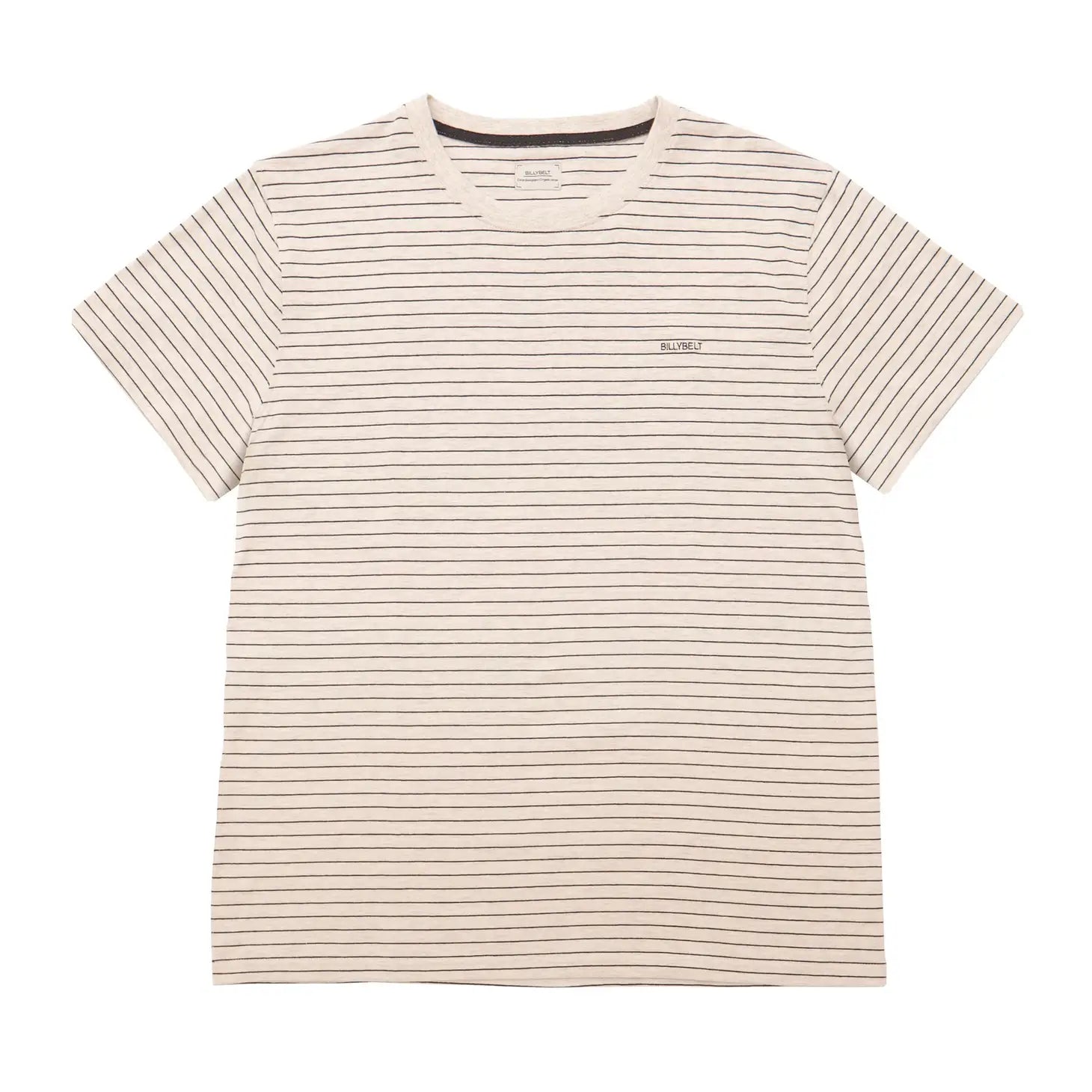 Faire,Billy Belt, Billy Belt Light Beige With Black Stripes Short Sleeve T-Shirt, Cream, Medium-42-TagXL