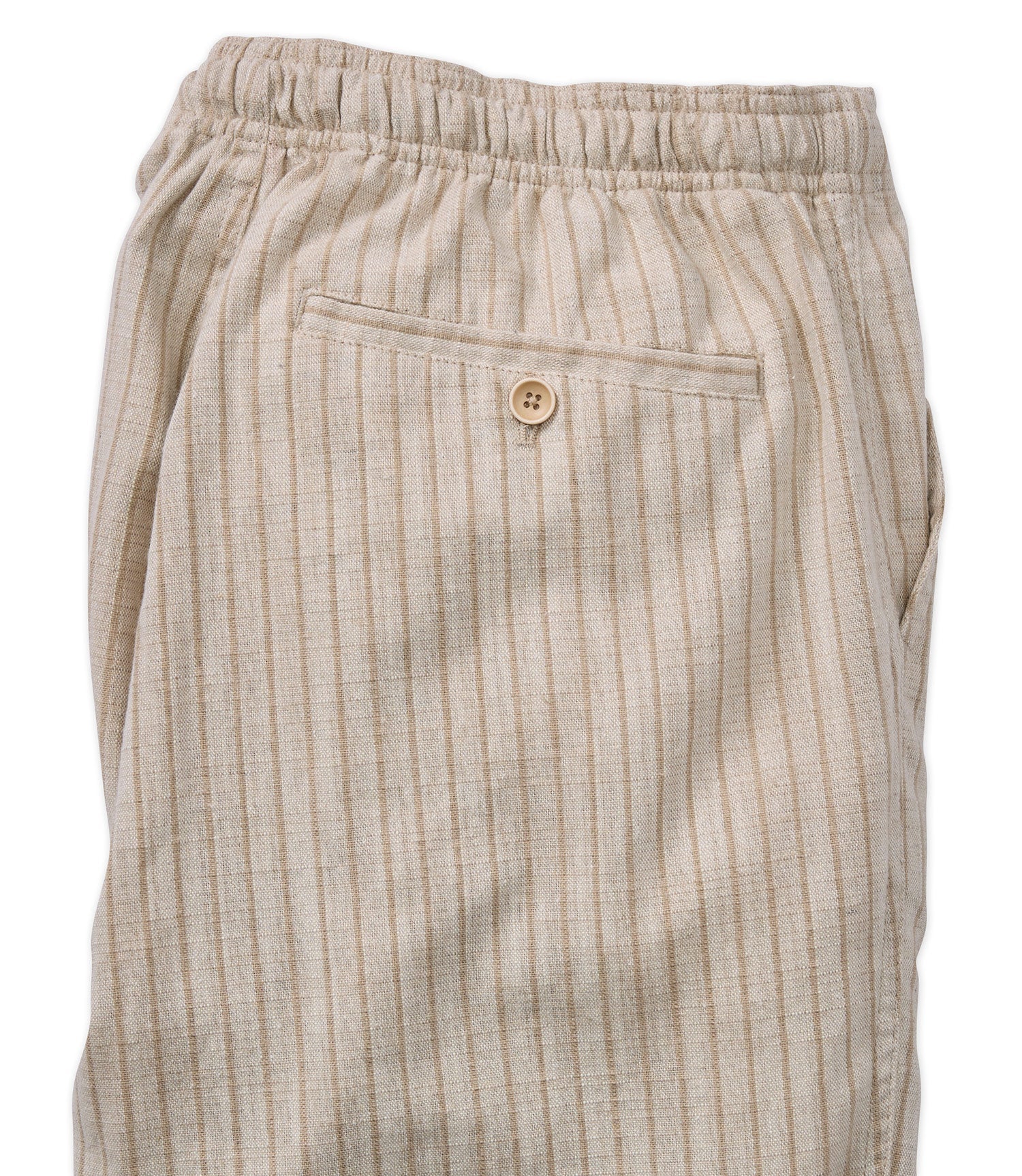 Brand Partner,Borgo28, Borgo 28 Sand Striped Linen Blend Drawstring Shorts, Cream, 32W-9L-TagM
