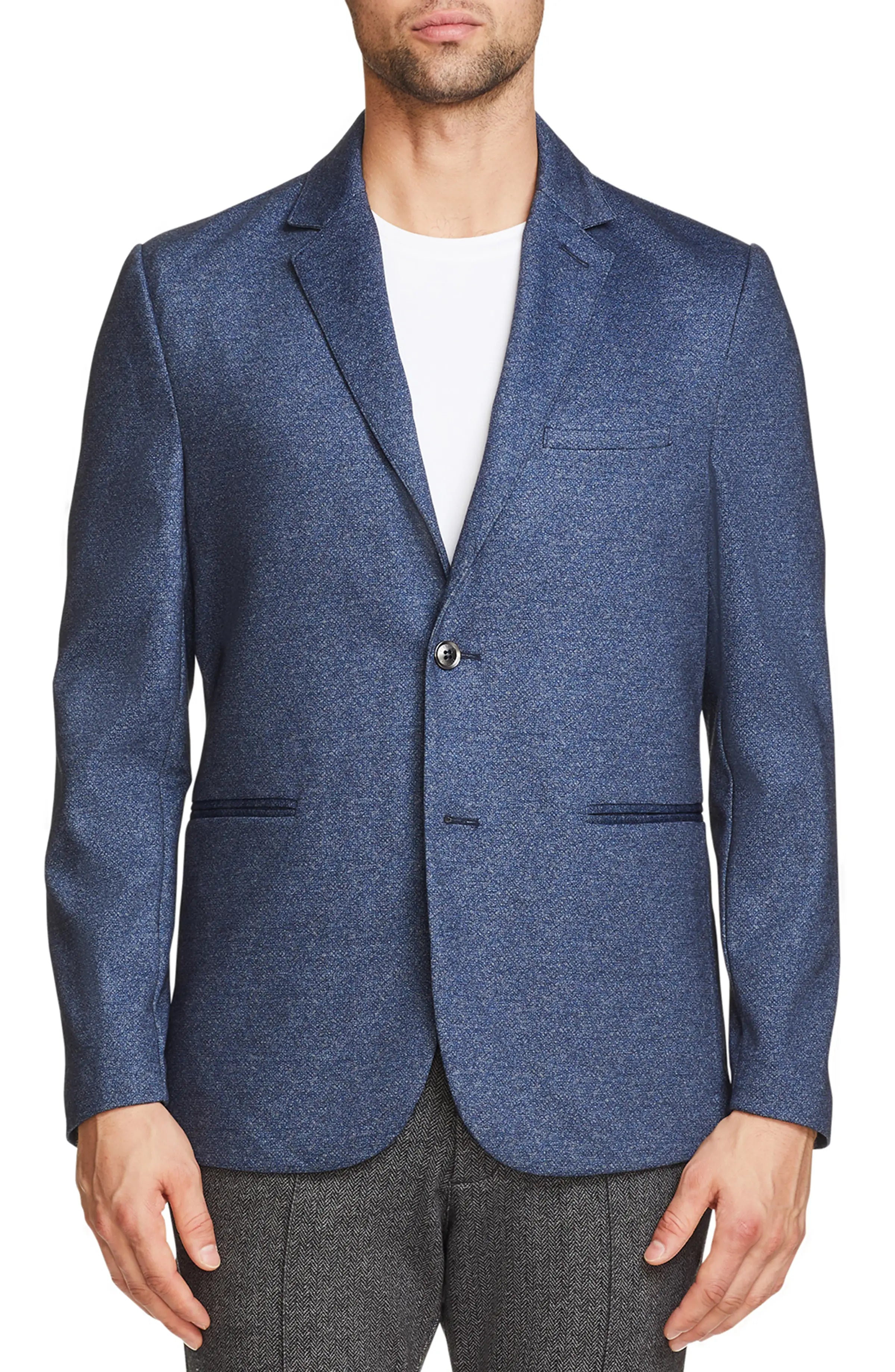 Faire,Brooklyn Brigade, Brooklyn Brigade Blue Textured Knit Blazer, Blue, Large-44-TagL