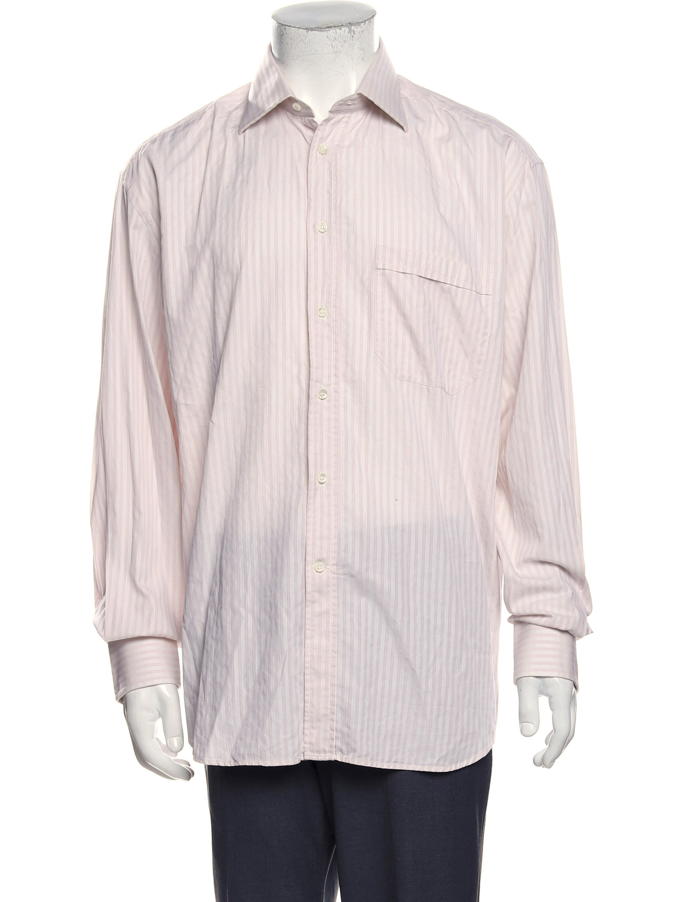 The RealReal,Canali, Canali Pink Striped One Pocket Dress Shirt, , 