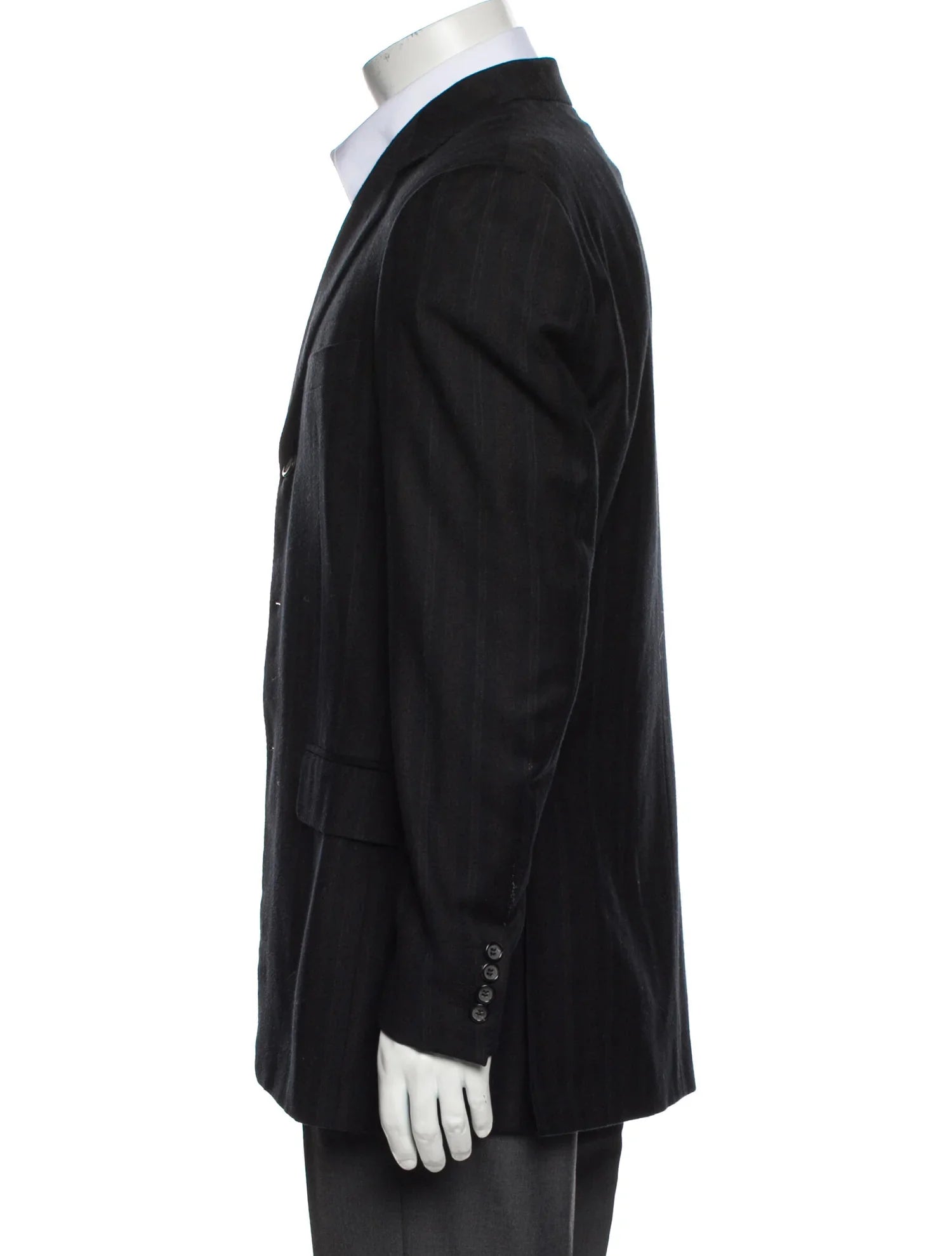 The RealReal,Canali, Canali Black & Dark Brown Striped Wool Super 120 Blazer, Black, Large-Chest-TagL