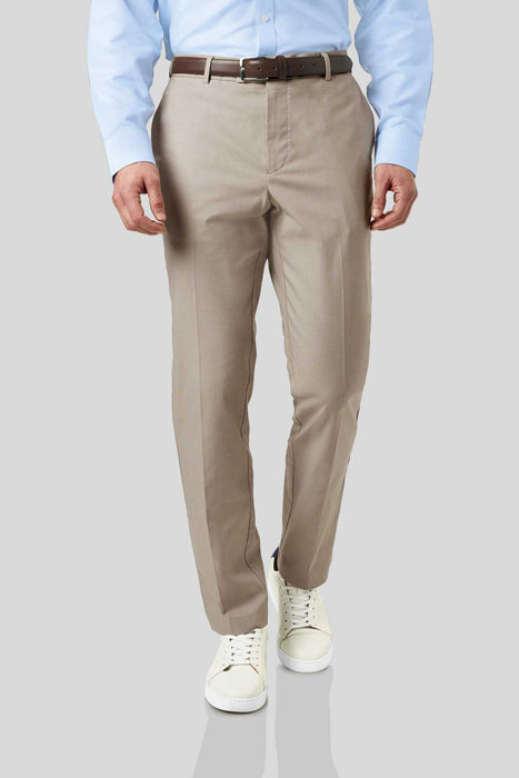 Charles Tyrwhitt Light Beige Textured Slim Fit Stretch Dress Pants