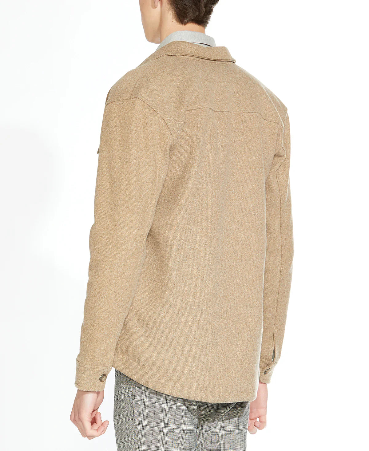 Wholesale,Civil Society, Civil Society Heather Khaki Structured Knit Shacket, Tan, Large-48-TagL