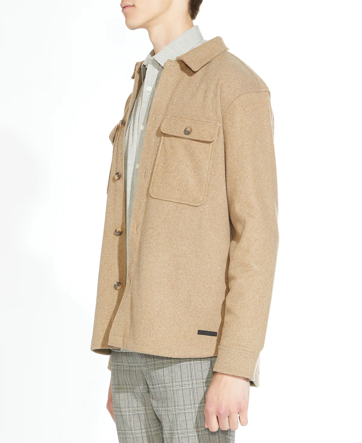 Wholesale,Civil Society, Civil Society Heather Khaki Structured Knit Shacket, Tan, Large-48-TagL