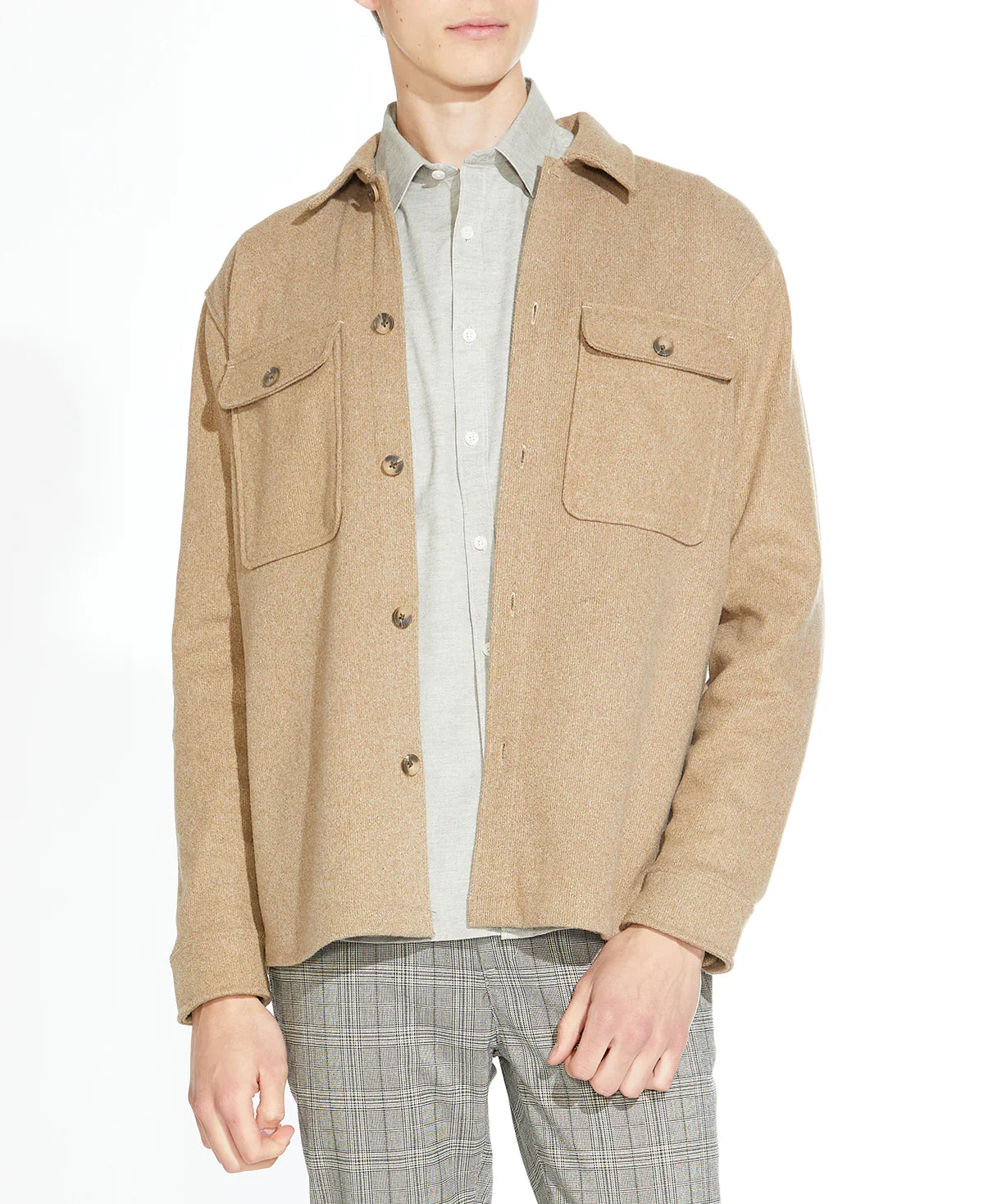 Wholesale,Civil Society, Civil Society Heather Khaki Structured Knit Shacket, Tan, Extra Large-50-TagXL