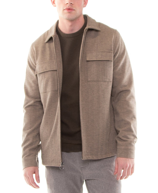 Civil Society Tan Sherpa Lined Knit Zip Up Jacket