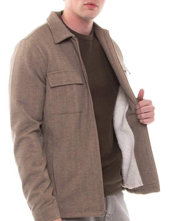 Civil Society Tan Sherpa Lined Knit Zip Up Jacket