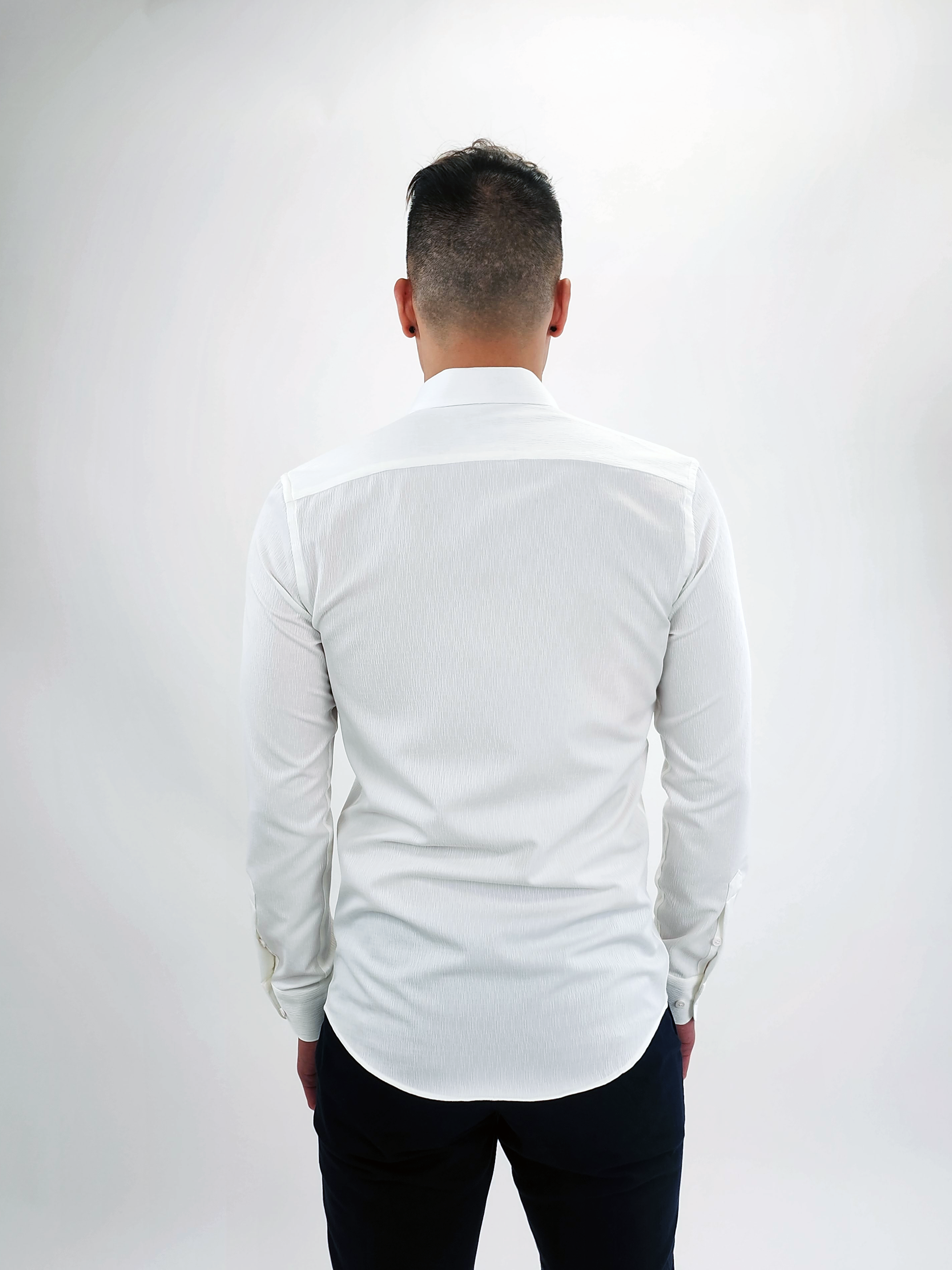 Jakamen Cream Crinkle Textured Slim Fit Long Sleeve Button Up Shirt Taelor.Style Jakamen Cream Crinkle Textured Slim Fit Long Sleeve Button Up Shirt Taelor.Style