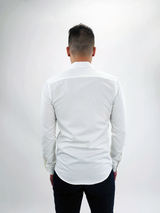 Jakamen Cream Crinkle Textured Slim Fit Long Sleeve Button Up Shirt
