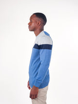 Jakamen Blue/Grey Multi Colorblock Crewneck Sweater