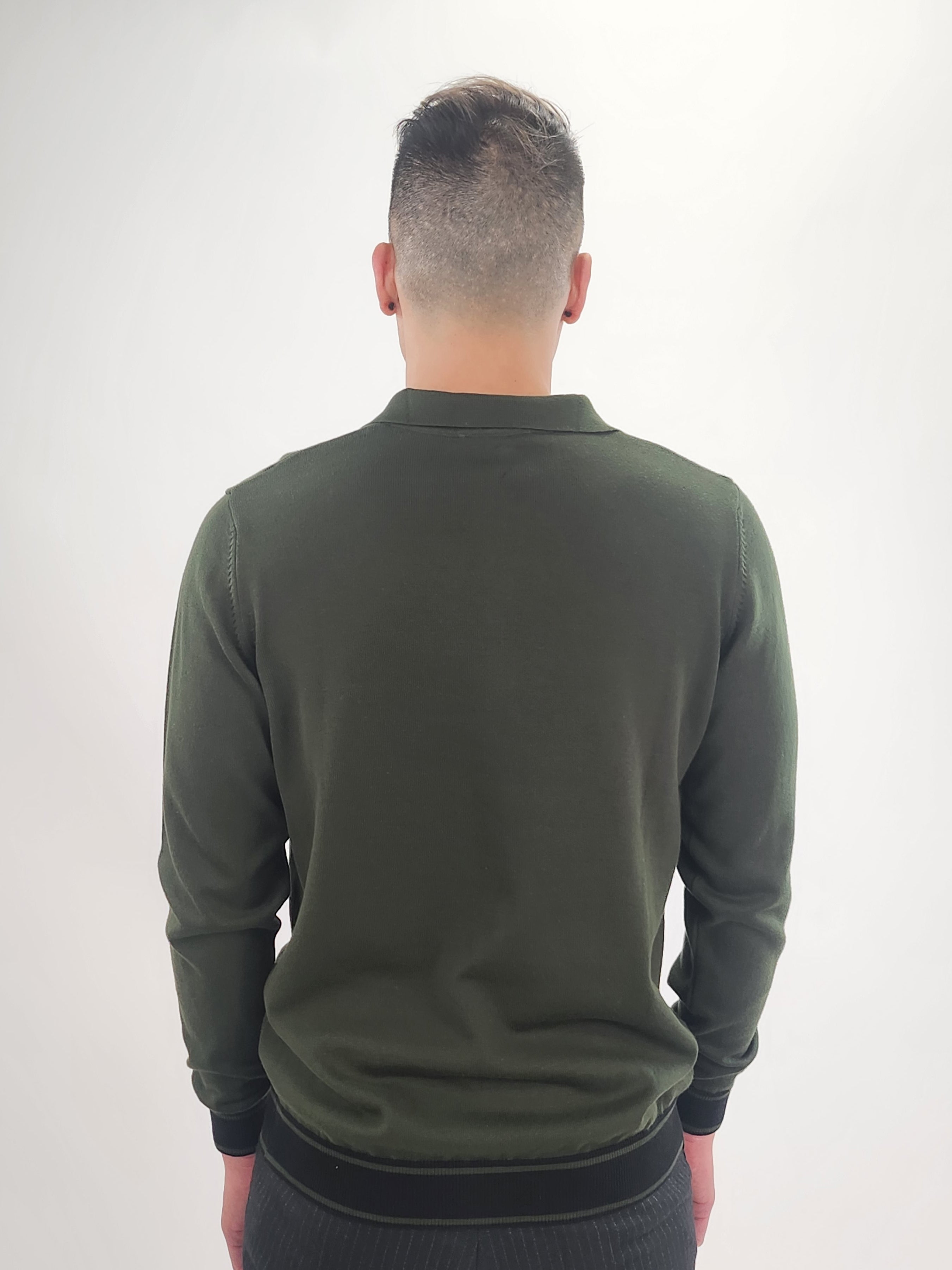 Wholesale,Jakamen, Jakamen Olive Striped Rib Quarter Zip Polo, Green, Large-44-TagL