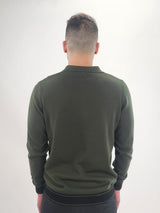 Jakamen Olive Striped Rib Quarter Zip Polo