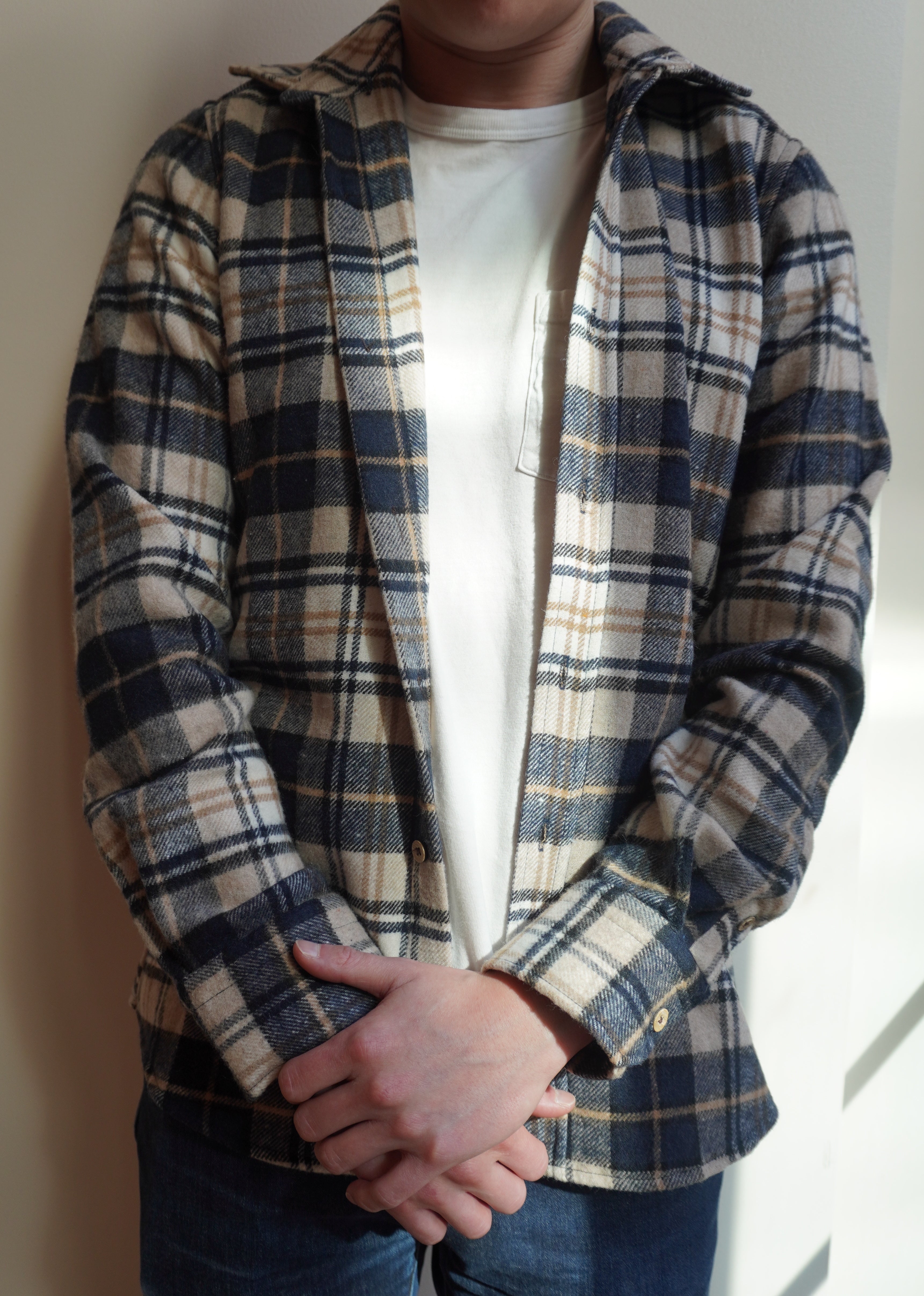 Brand Partner,R2 Amsterdam, Jakamen Navy/Tan Plaid Heavy Flannel, Blue, Large-45-TagXXLLarge-44-TagXLMedium-43-TagLSmall-41-TagMExtra Small-38-TagS