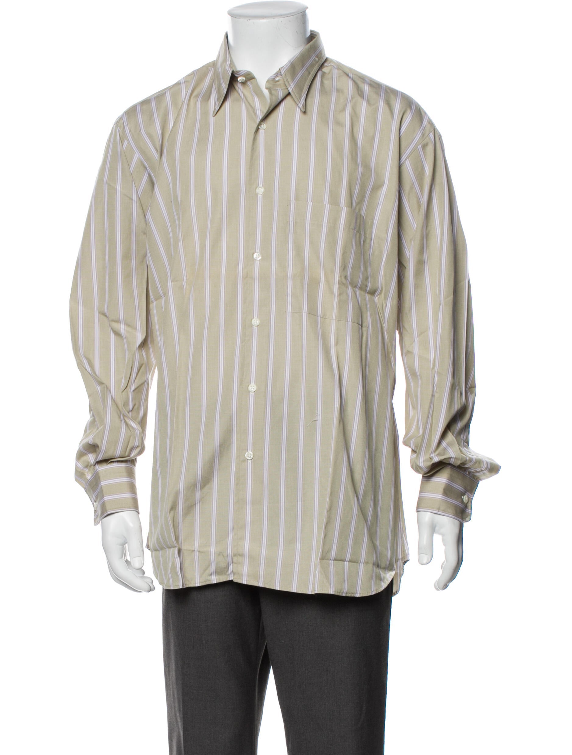 The RealReal,Dunhill, Dunhill Green Striped Button Up Shirt, Green, Extra Large-50-TagXL