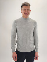 Jakamen Light Grey Mockneck Textured Sweater