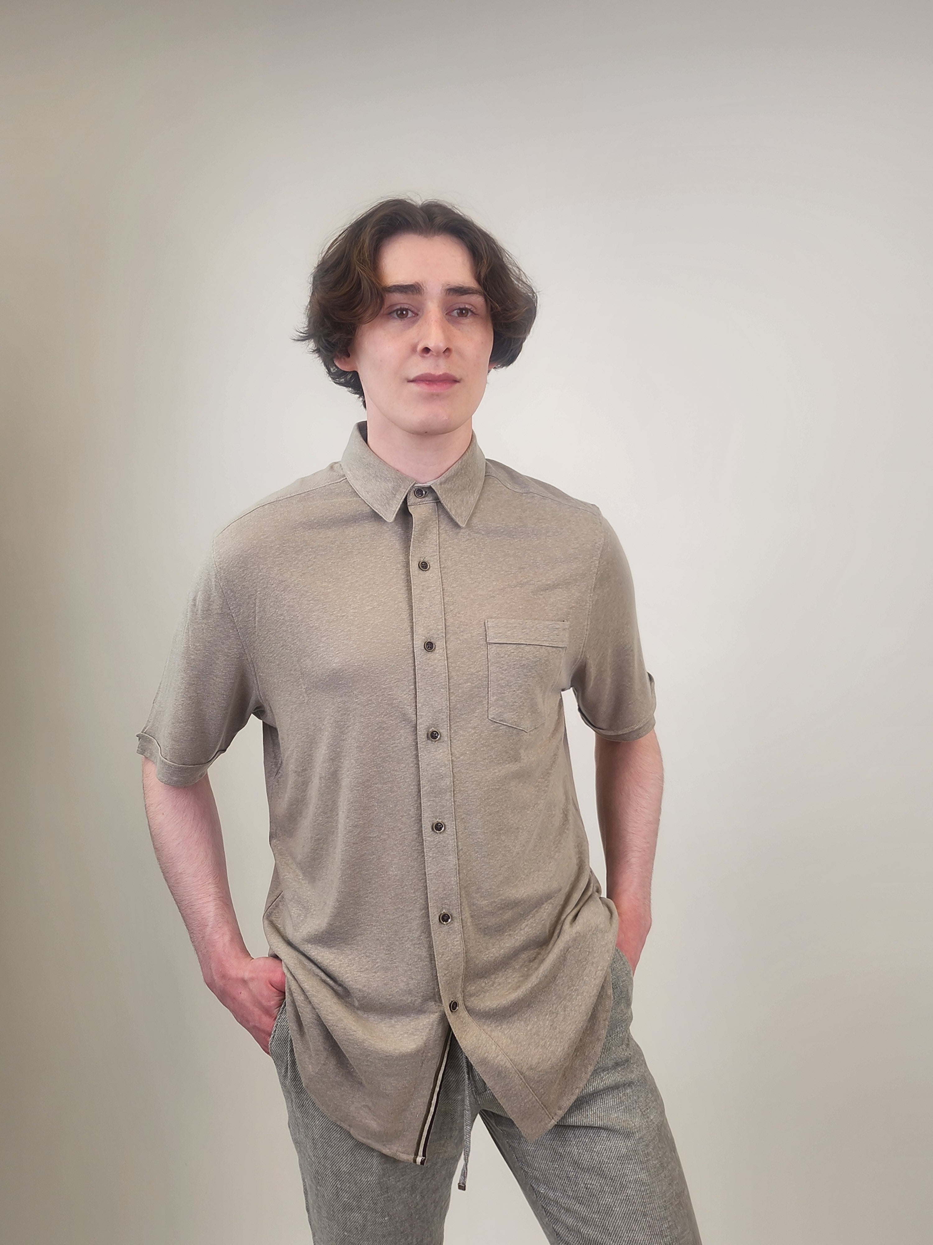 Wholesale,Nicoby Age of Wisdom, Nicoby Age of Wisdom Sand Button Front Shirt, Tan, Extra Extra Large-50-TagXXL