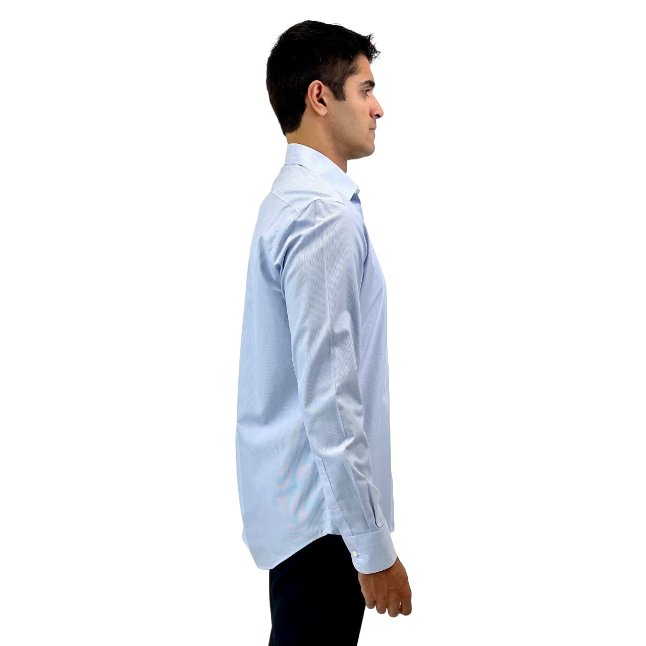 The RealReal,Suitsupply, Suitsupply Light Blue Striped Cotton Twoply Long Sleeve Button Up, Blue, Medium-43-TagM