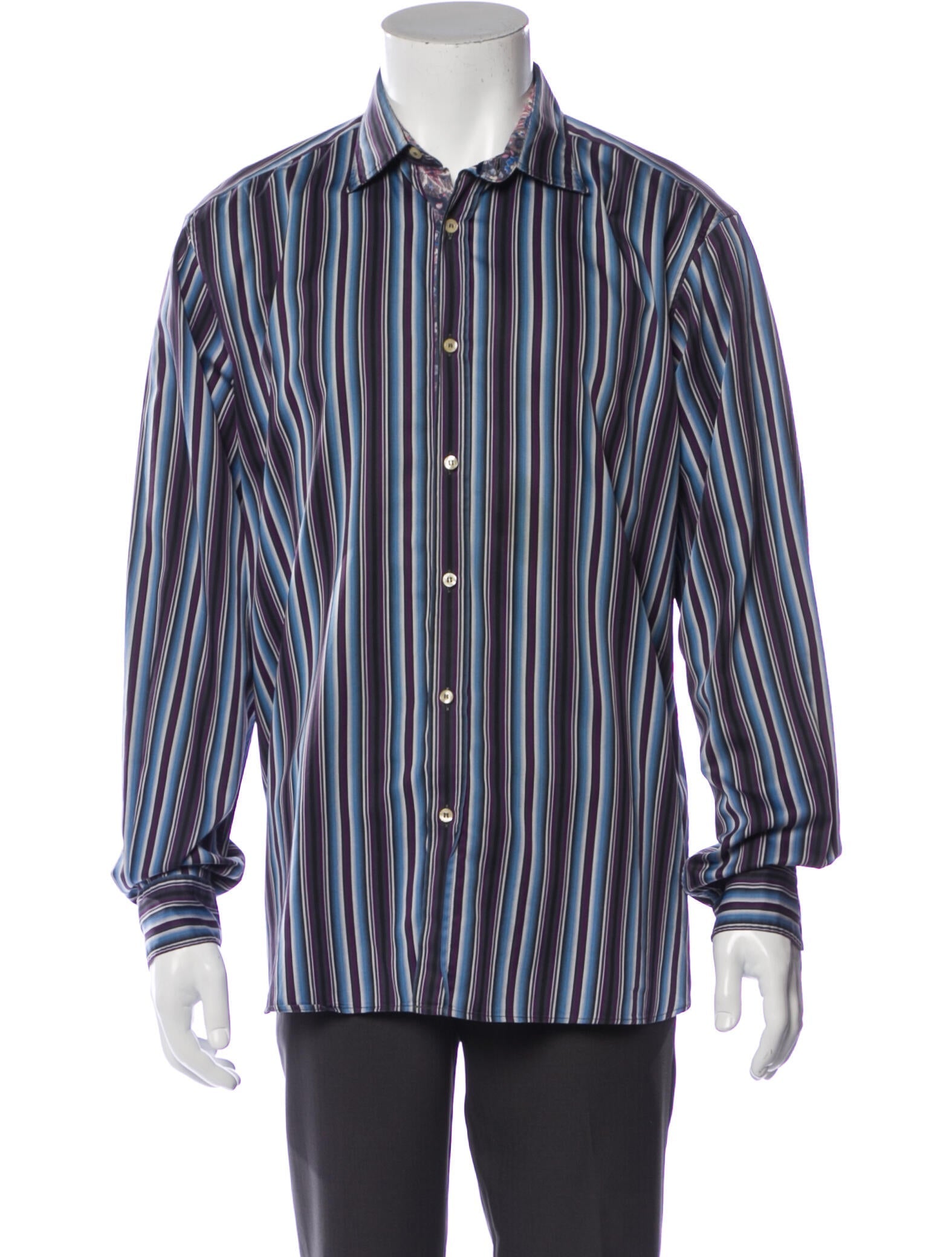 The RealReal,Etro, Etro Purple and Blue Stripe Button Up Shirt, , 
