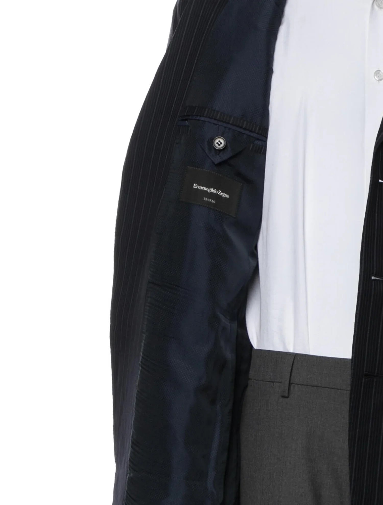 The RealReal,Ermenegildo Zegna, Ermenegildo Zegna Dark Navy Multi Striped Blazer, , 