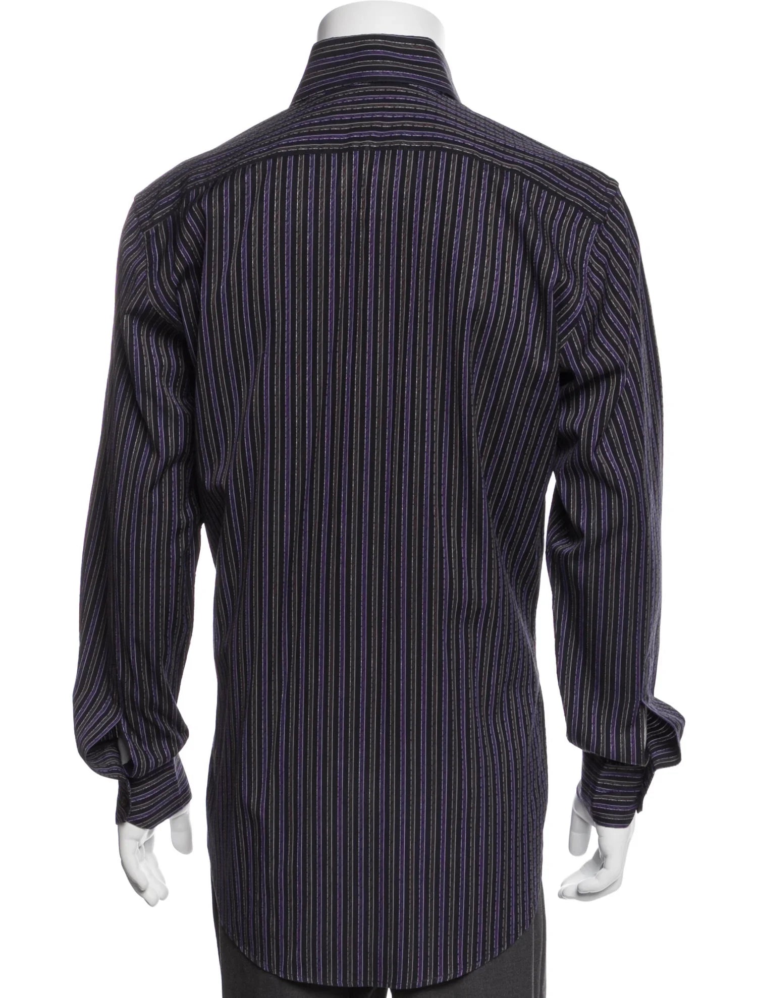 The RealReal,Etro, Etro Black & Purple Striped Long Sleeve Shirt, Black, Medium-45-TagM