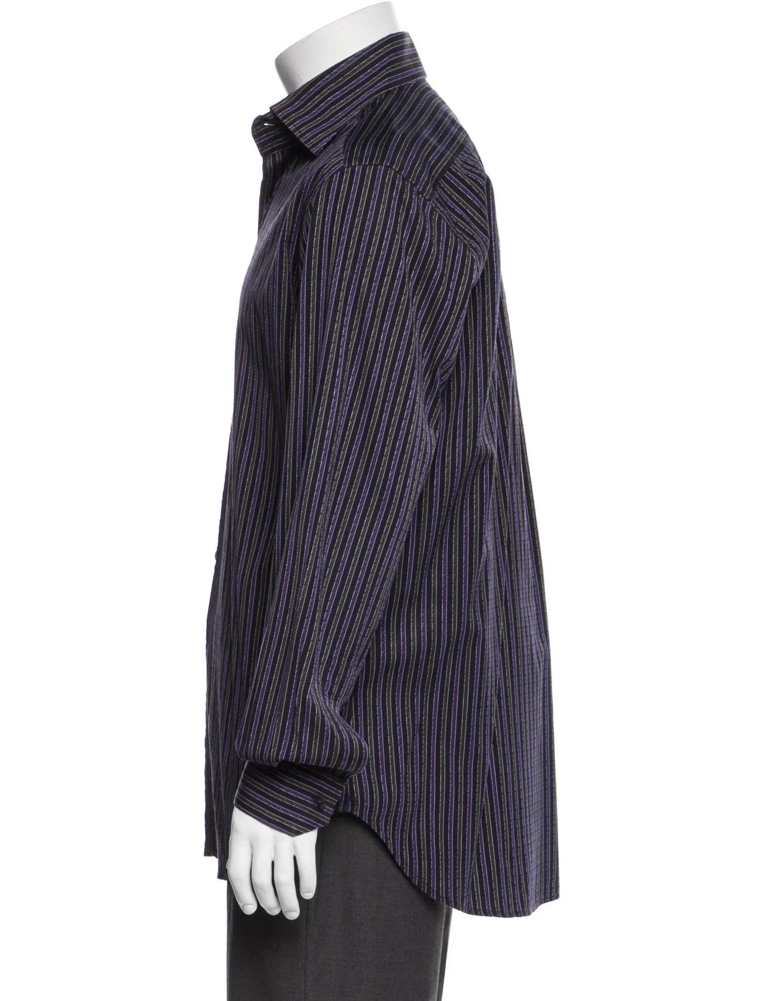 The RealReal,Etro, Etro Black & Purple Striped Long Sleeve Shirt, Black, Medium-45-TagM