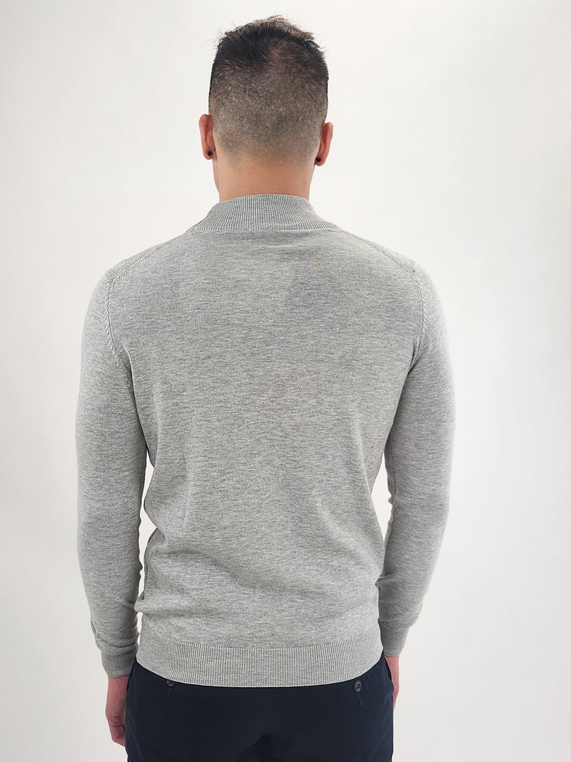 Jakamen Light Grey Mockneck Textured Sweater