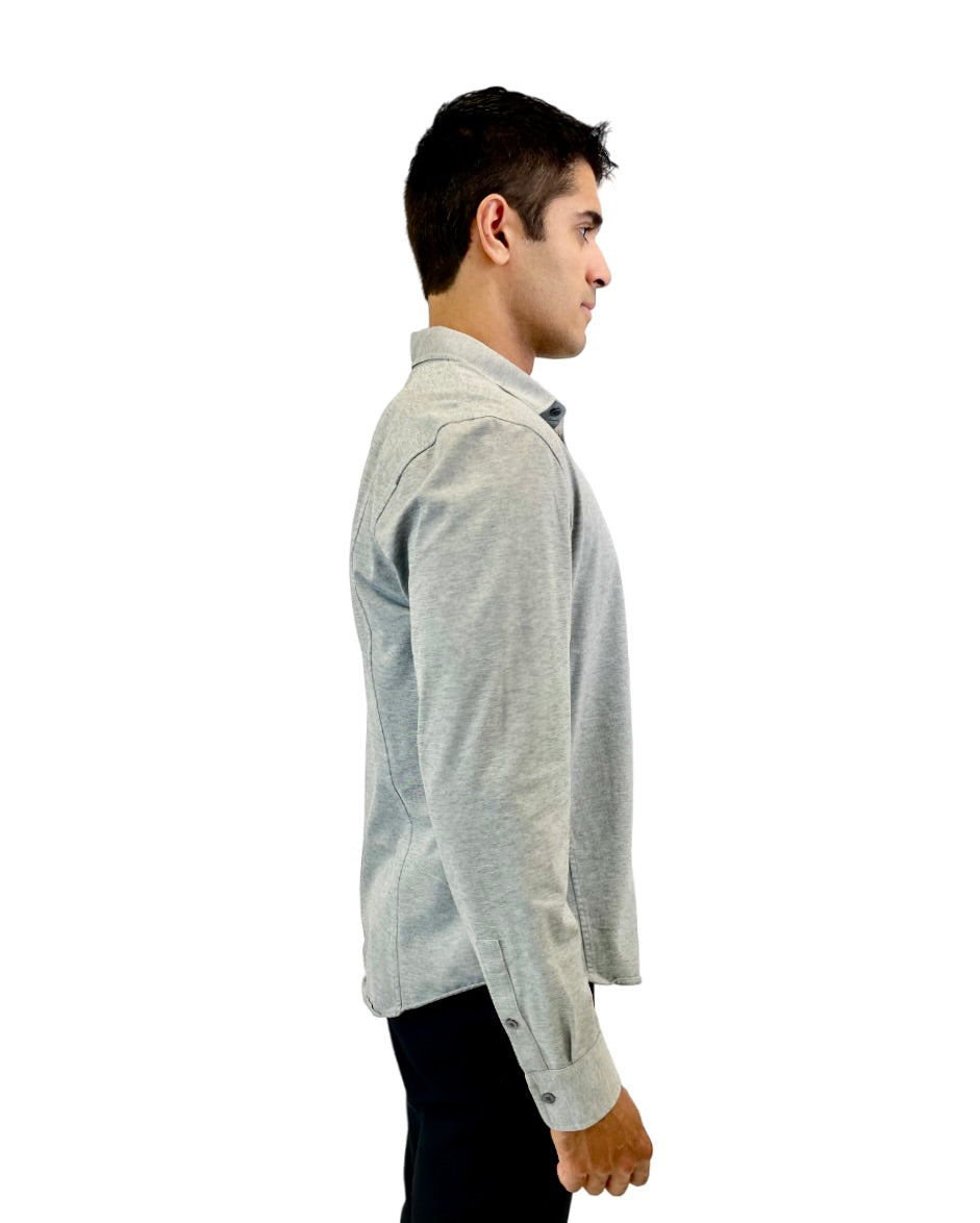 The RealReal,Kit & Ace, Kit & Ace Grey Performance Knit Long Sleeve Button Up Shirt, Grey, Large-45-TagL