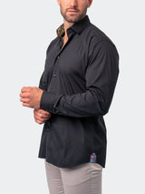 ,Maceoo, Maceoo Black Dog Print Detail on Collar Long Sleeve Shirt, Black, Medium-44-TagM