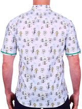 ,Maceoo, Maceoo White Conversational Print Short Sleeve Shirt, White, Medium-43-TagM