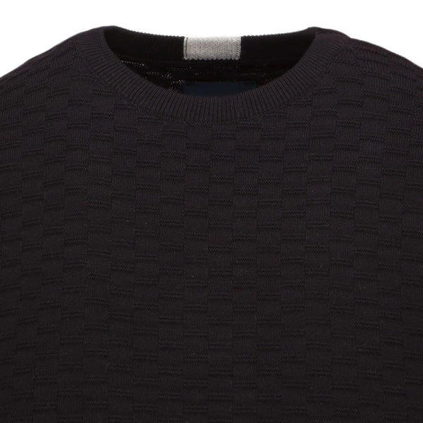 Guide London Black Textured Front Crewneck Sweater