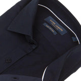 Guide London Navy Pique Knit Long Sleeve Button Up