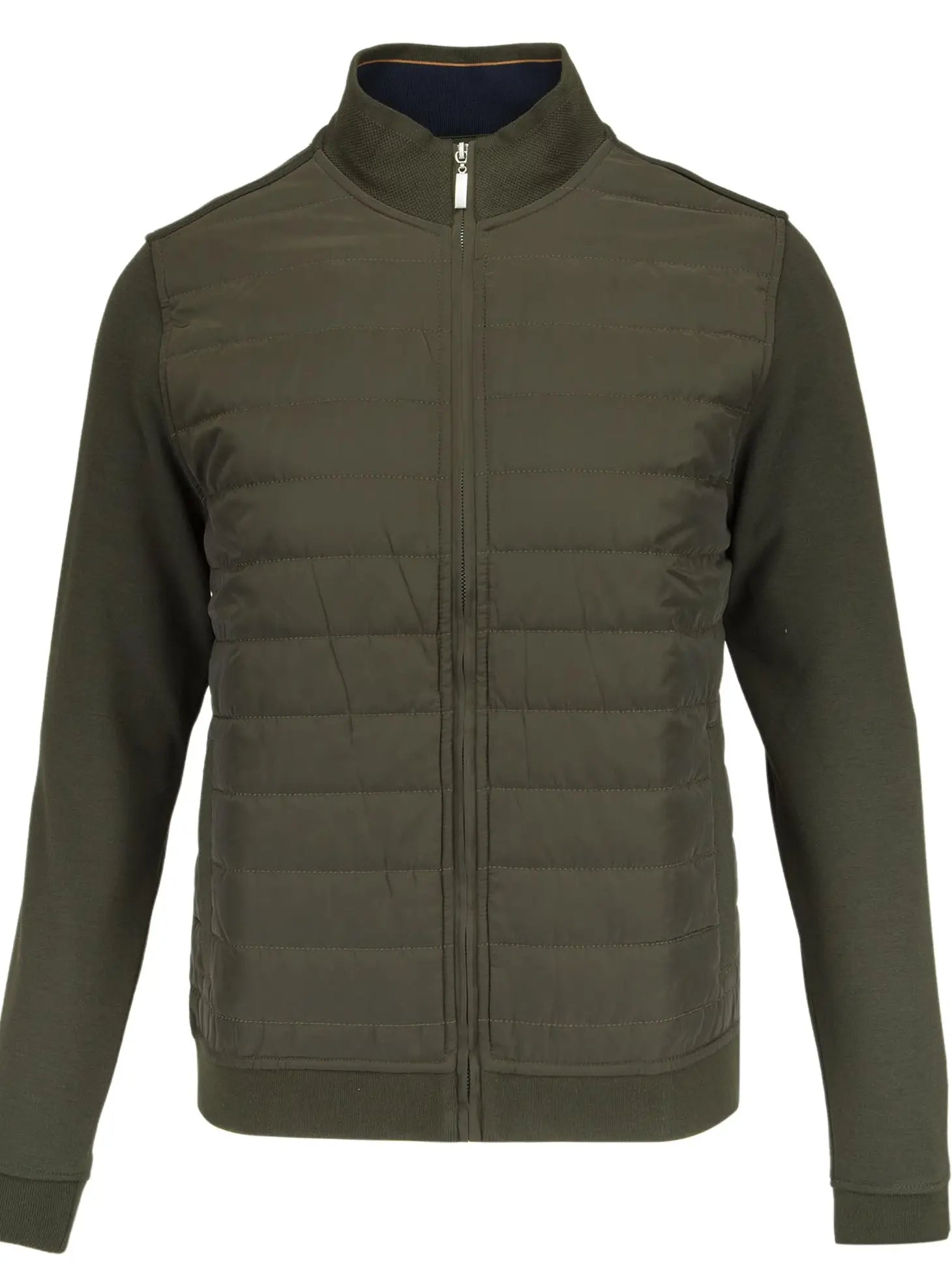 Faire,Guide London, Guide London Olive Green Puffer Front Knit Jacket, Green, Extra Extra Large-46-TagXXL