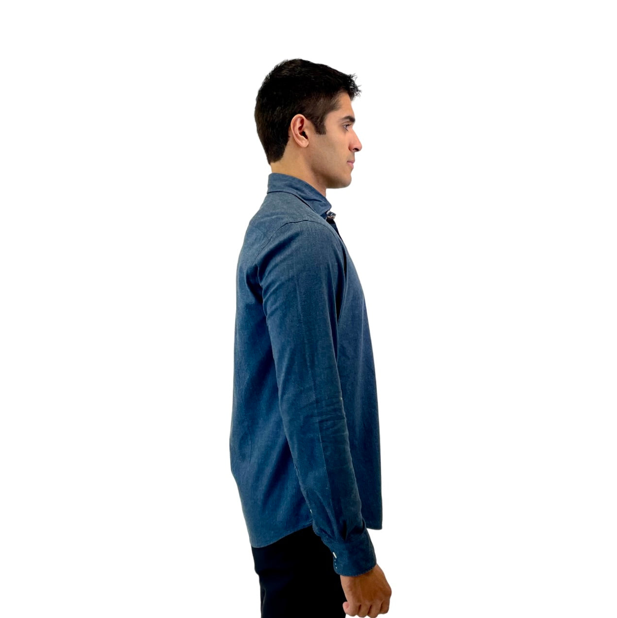 Brand Partner,R2 Amsterdam, R2 Amsterdam Navy Long Sleeve Button Up Shirt, Blue, Medium-42-Tag40