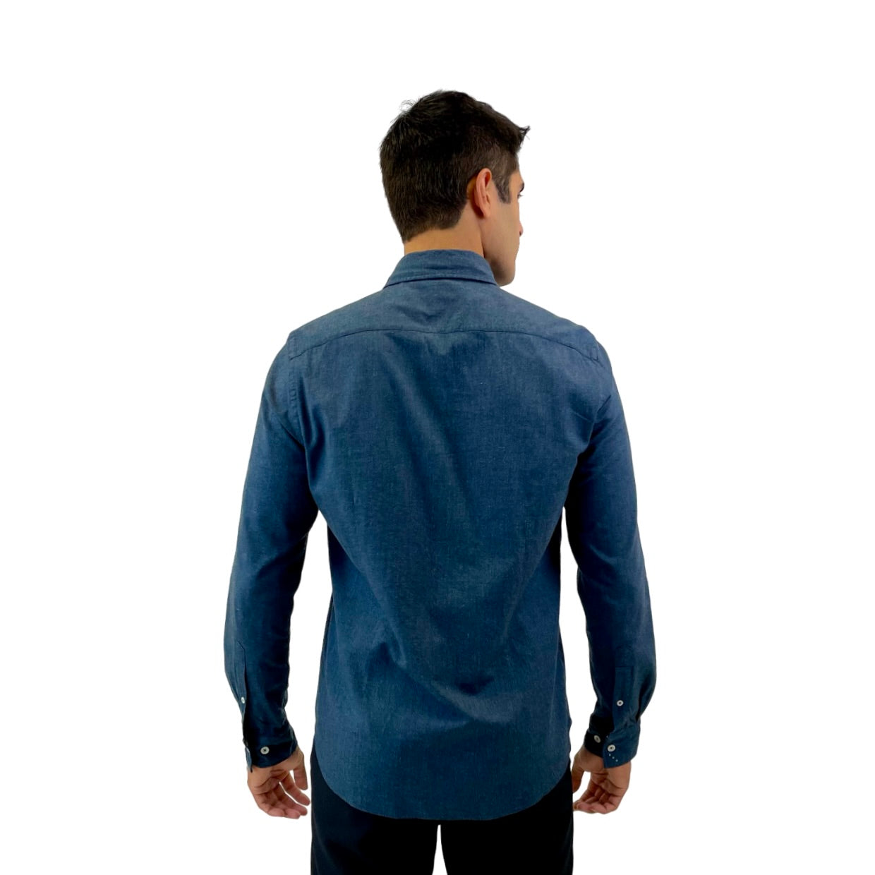 Brand Partner,R2 Amsterdam, R2 Amsterdam Navy Long Sleeve Button Up Shirt, Blue, Medium-42-Tag40